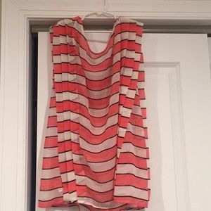 Ann Taylor Loft sheer stripped short sleeve blouse